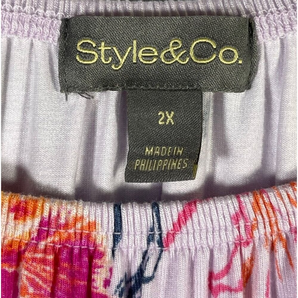 Style & Co Gigi Runway Lavender Floral Blouse with Ruffle Sleeves Sz 2X - Picture 3 of 9